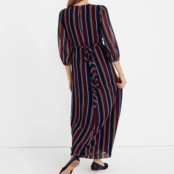 Madewell Wrap-Around Maxi Dress Stockdale Stripe‎ Boho Long Flowy Dress - Picture 3 of 11